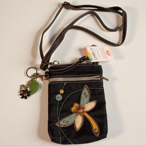 Chala Black Crossbody Bag with Colorful Butterfly Design